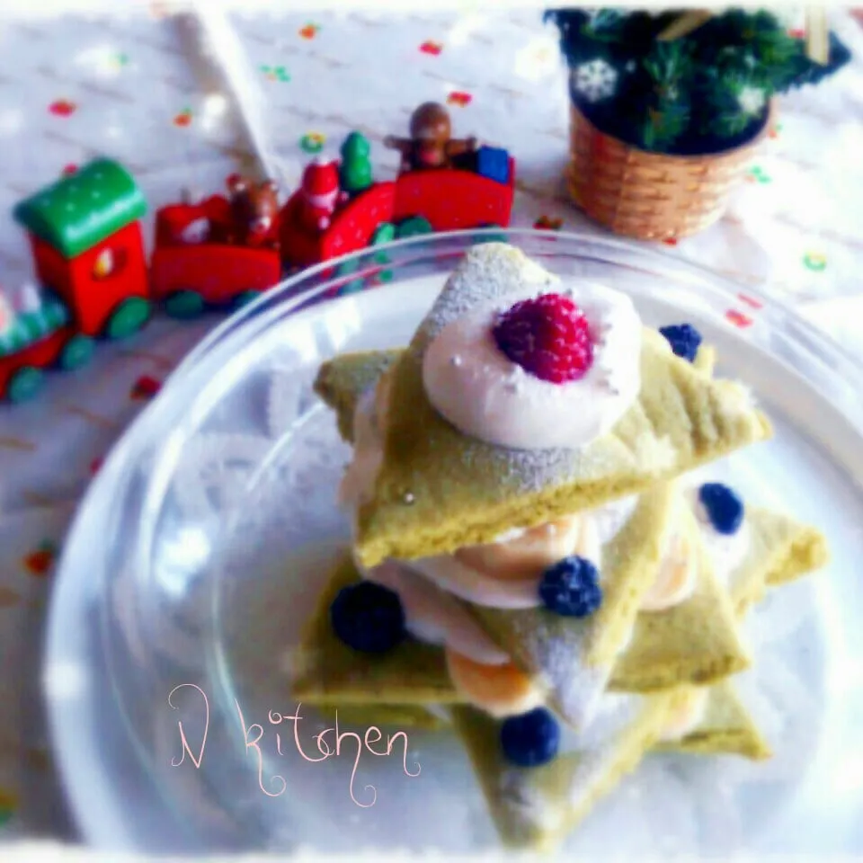 Xmasツリーのパンケーキ…Xmas女子会の試作|るんるんママsmile*N*kitchenさん