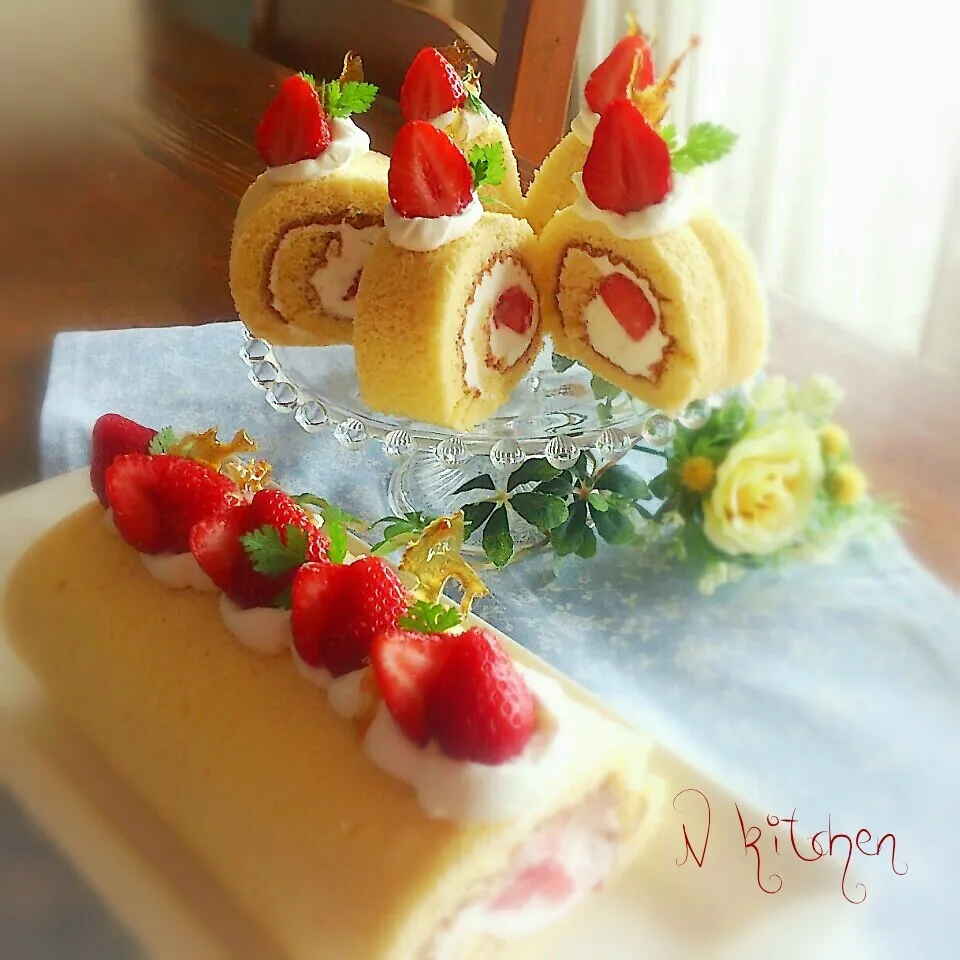 ～苺のロールケーキ～簡単ver.|るんるんママsmile*N*kitchenさん