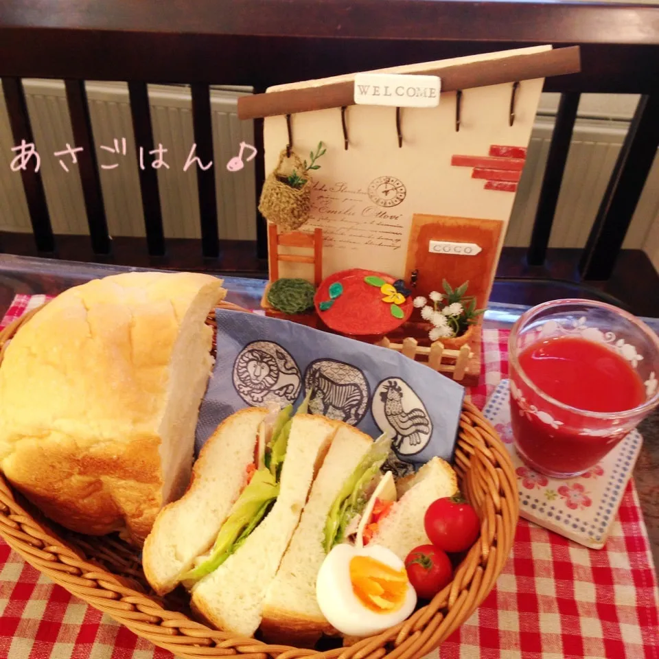 湯種食パンでサンドイッチ朝ごはん♡|naonaomimichanさん