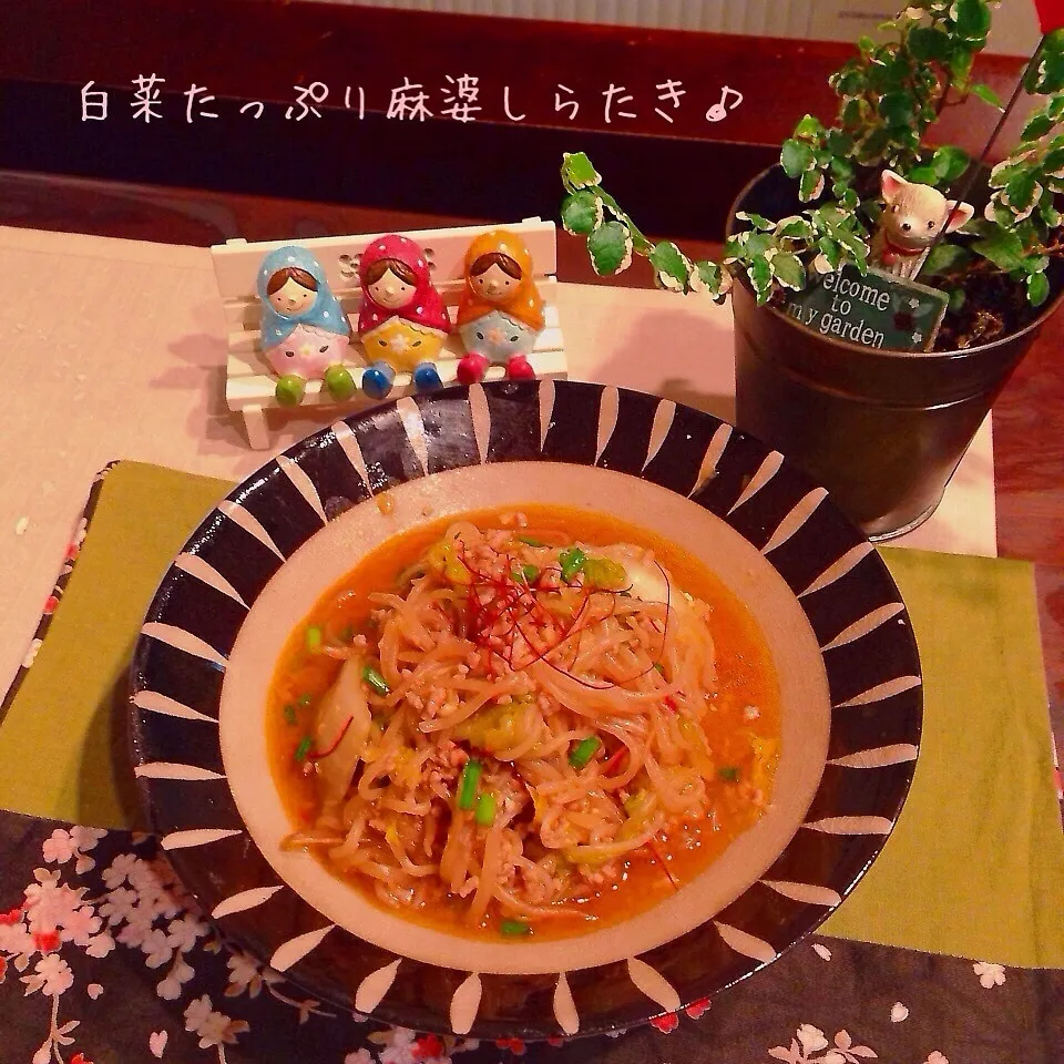 Snapdishの料理写真:からあげビールさん♡のヘルシーな白菜たっぷり麻婆しらたき♪|naonaomimichanさん