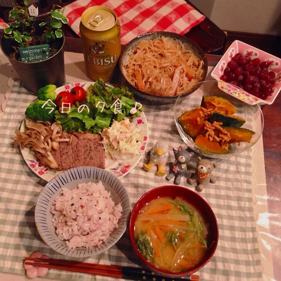 Snapdishの料理写真:遠山さん♡の冷やしかぼちゃそぼろ煮で今日の夕食♪|naonaomimichanさん