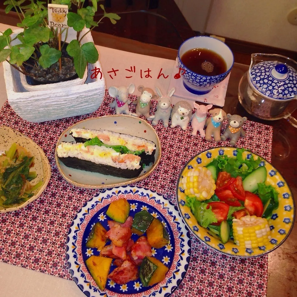 Snapdishの料理写真:純子さん♡のかぼちゃとベーコンのソテーで朝ごはん♪|naonaomimichanさん