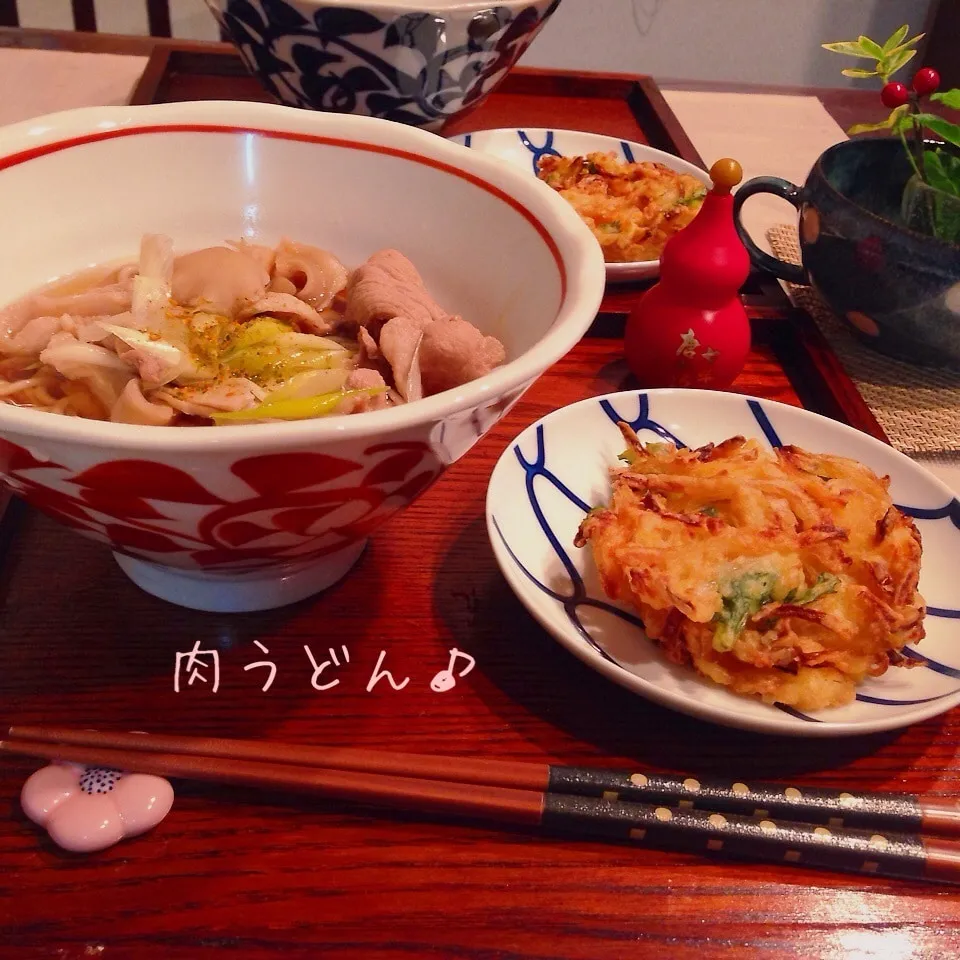 肉うどん♪野菜のかき揚げ|naonaomimichanさん