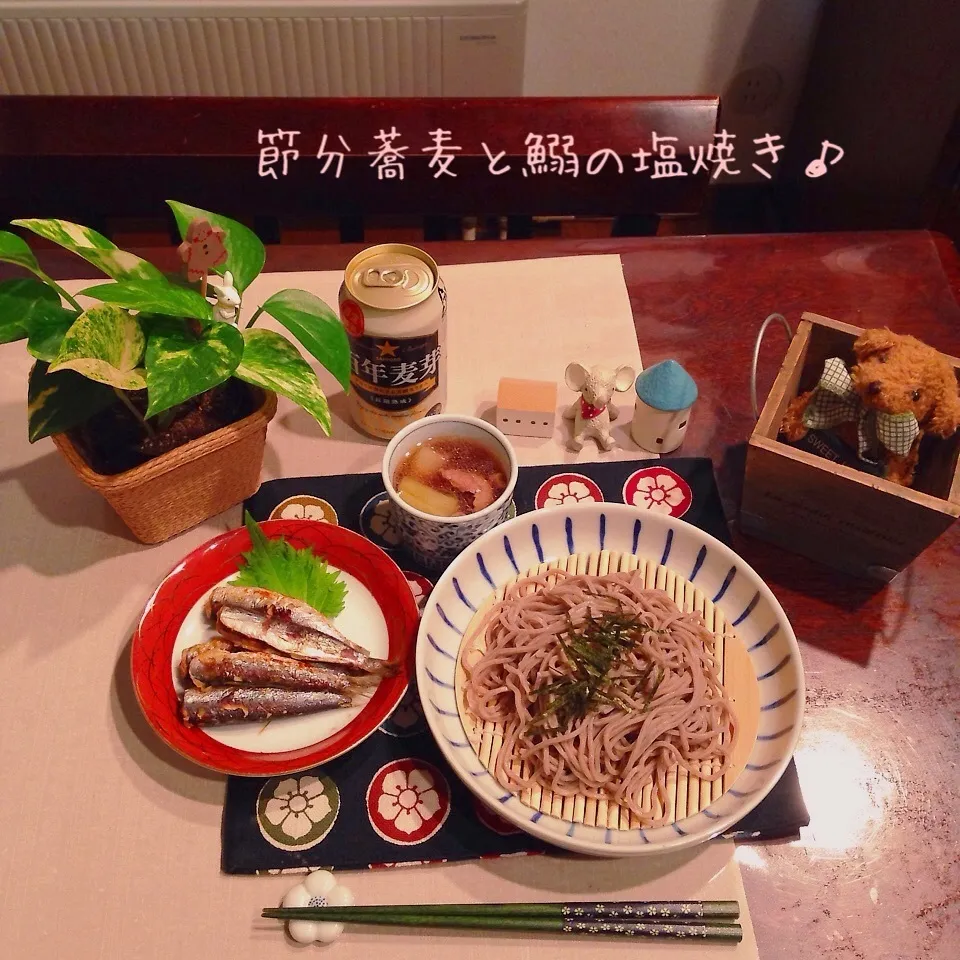 Snapdishの料理写真:節分蕎麦と鰯の塩焼き♪|naonaomimichanさん