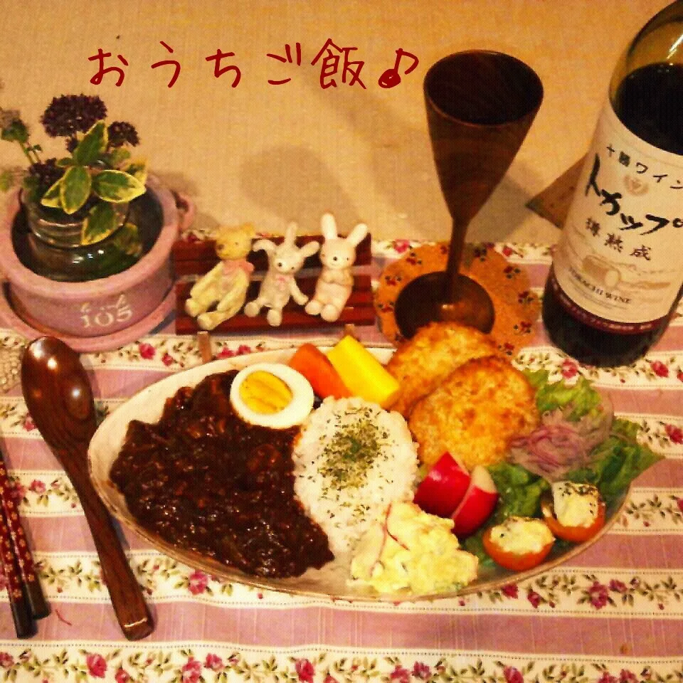 今日の夕食(ハッシュドビーフプレート)|naonaomimichanさん