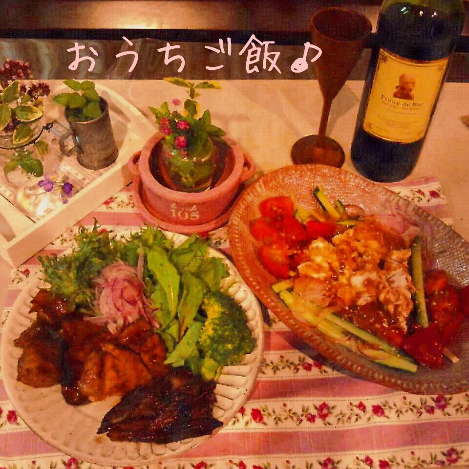 Snapdishの料理写真:昨日の夕食(トンテキと棒々鶏)♪|naonaomimichanさん