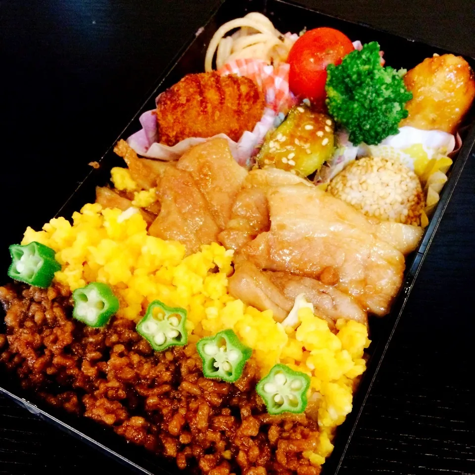 高校球児のお弁当(三色弁当)|さーたんさん