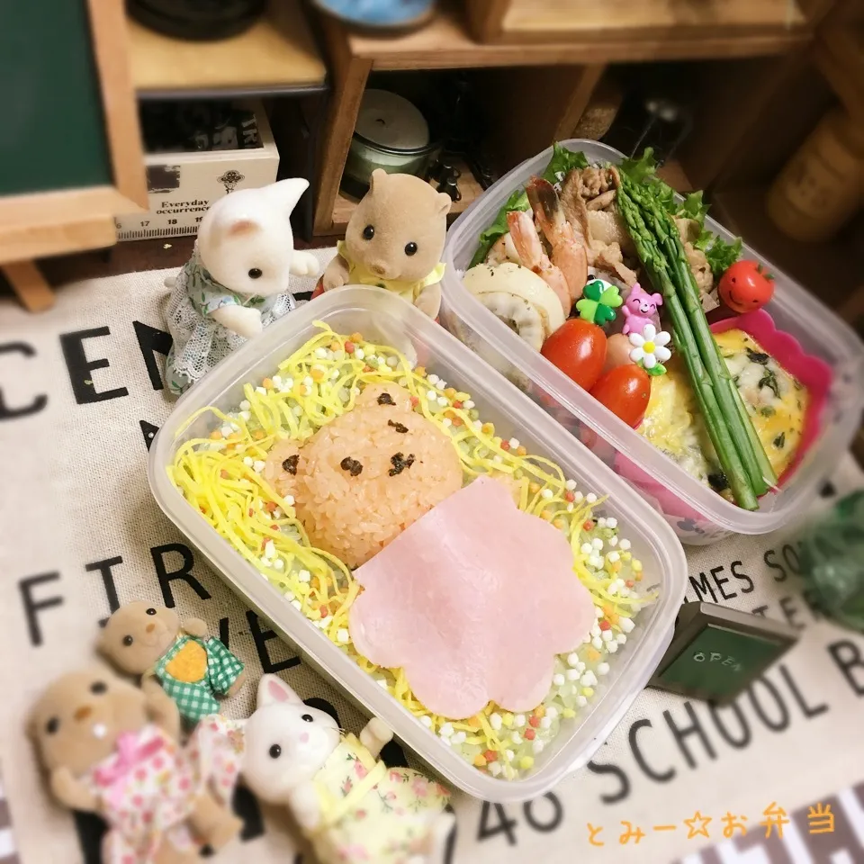 Snapdishの料理写真:園児のお弁当みたいな旦那のお弁当♪|あずさん