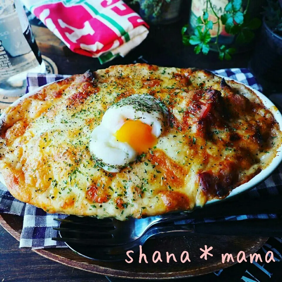 Snapdishの料理写真:まったり濃厚ほっくほく♪カルボナーラ風ポテトグラタン♪|しゃなママさん