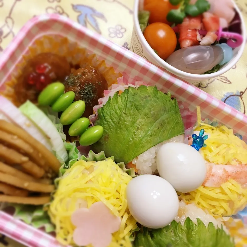 今日の旦那の夜勤弁当〜ひな祭りだから手まり寿司〜|あずさん