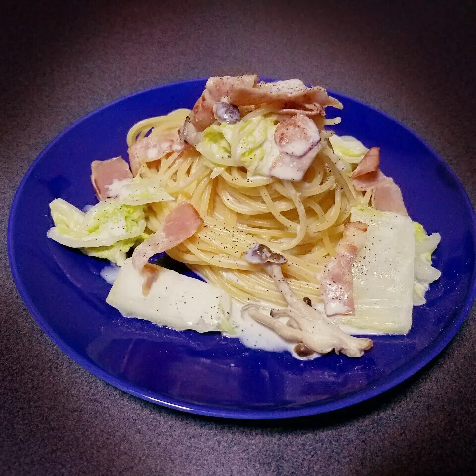 白菜としめじとベーコンのクリームパスタ。。。|masaki .fさん