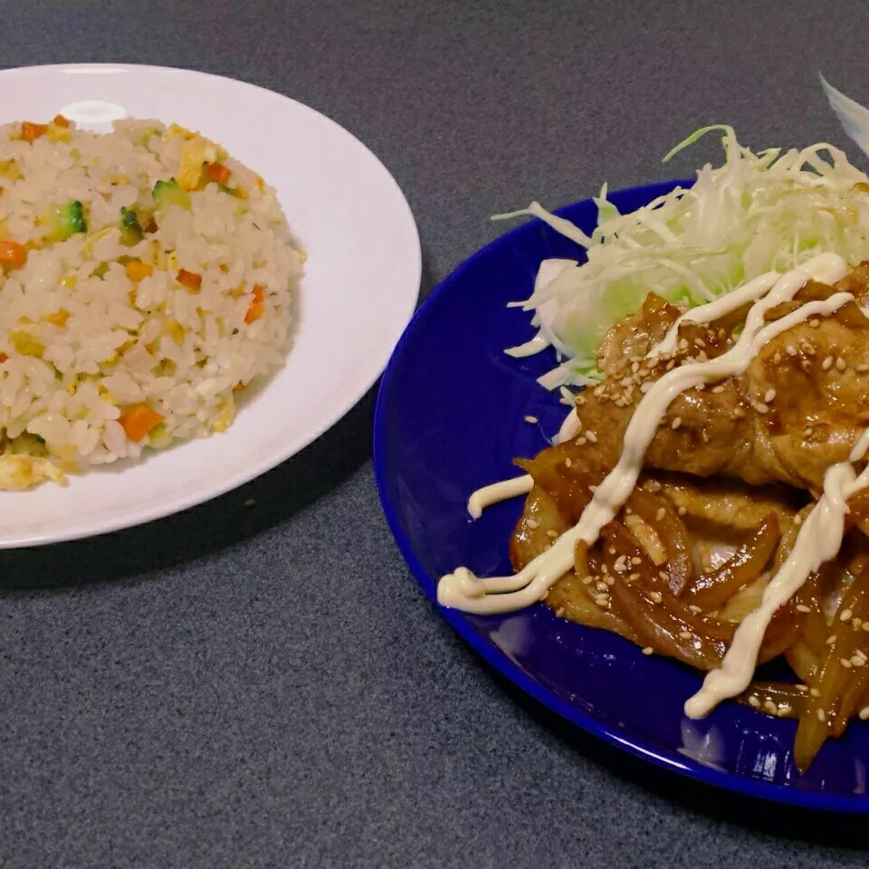 チラっと、豚のしょうが焼きとゴーヤ炒飯。。。|masaki .fさん