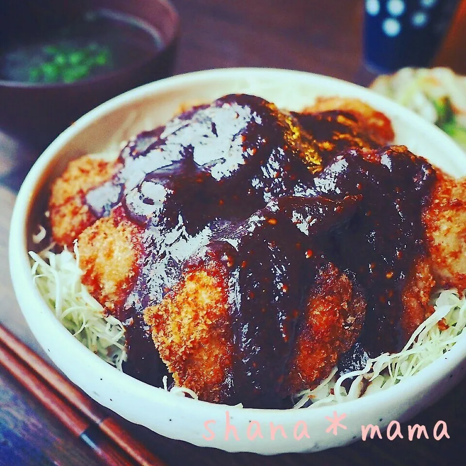 止まらない～♪鶏むねガリマヨフライの味噌カツ丼♪|しゃなママさん