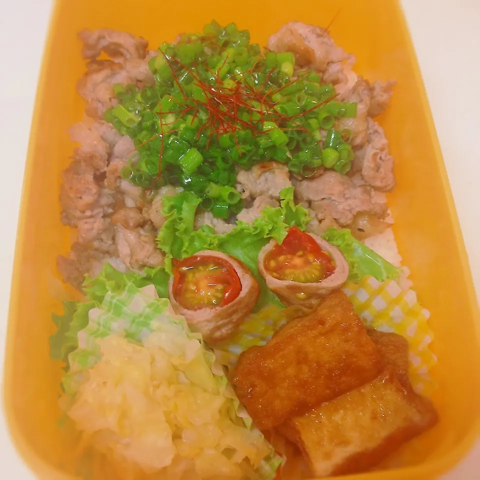 ねぎ塩豚丼のお弁当|ちゃーごさん