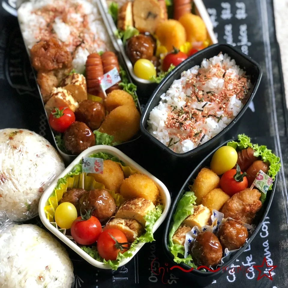 Snapdishの料理写真:6/25☀️家族❹人分のお弁当🍱🍙|ちぃママ☆さん