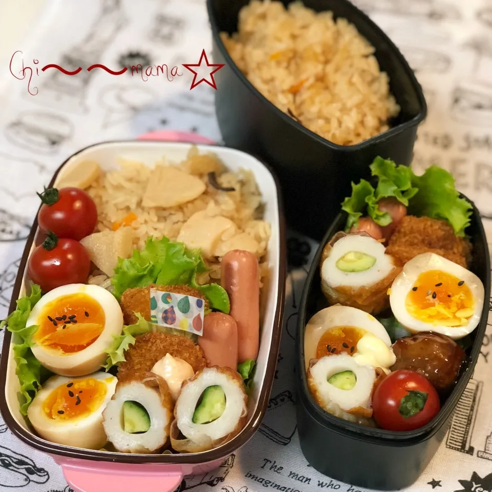 筍ご飯💍娘と高校球児⚾️のお弁当🍱|ちぃママ☆さん