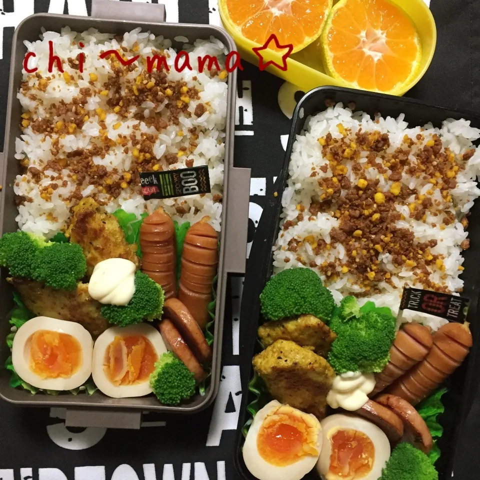 Snapdishの料理写真:10/14☀︎高校球児と大学生ハンドボール部員のお弁当|ちぃママ☆さん