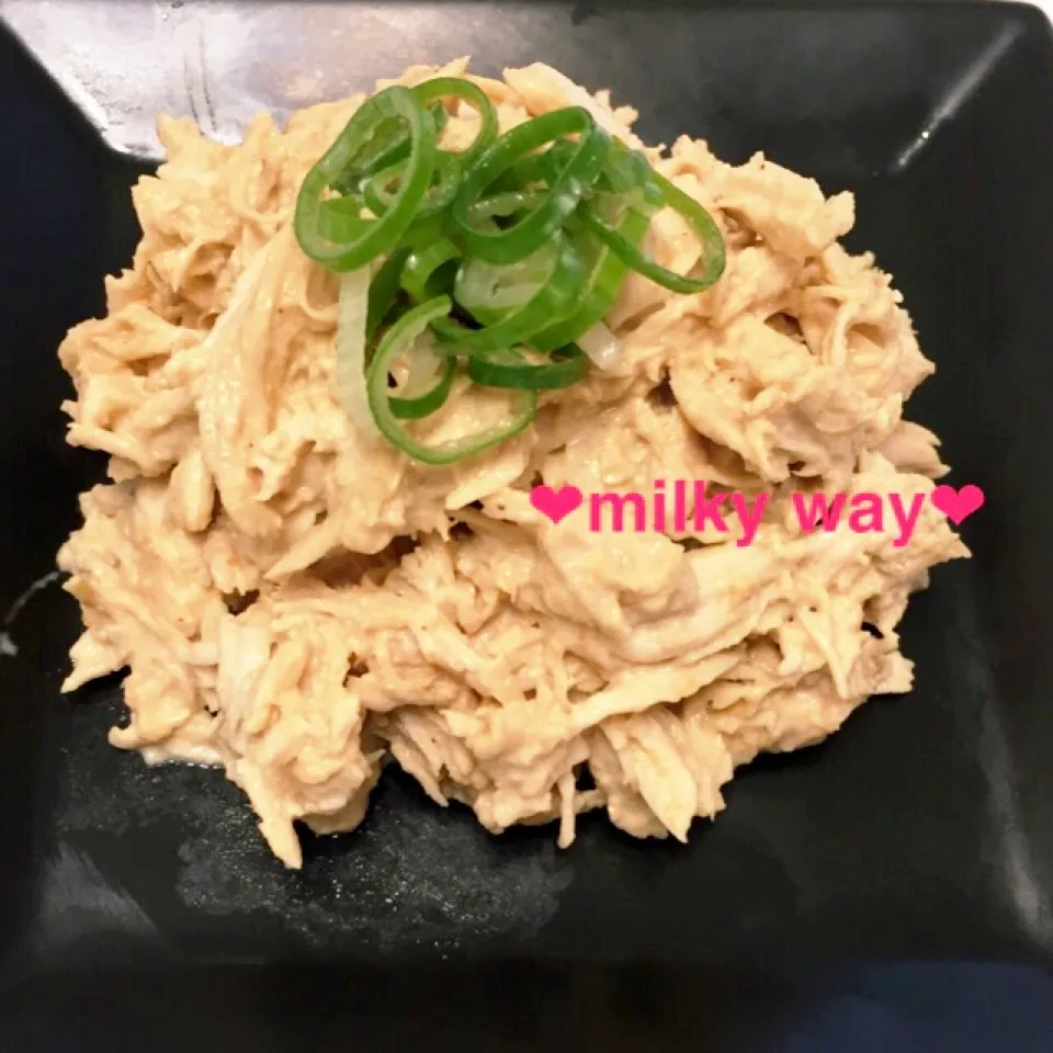 Snapdishの料理写真:♡ササミのサラダ♡ワサビ入れてみました〜(͒⑅′࿉‵⑅)͒ෆ|milky wayさん