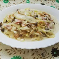 Snapdishの料理写真:しゃなママさんの白菜とベーコンのチーズクリームパスタ|のりさん