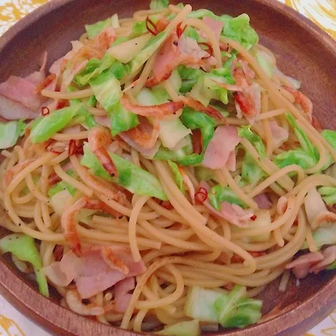 春キャベツと桜えびのスパゲティ|だみぃさん