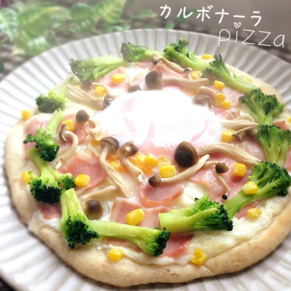 グラハムピザ＊簡単カルボナーラpizza♪|＊ゆき＊さん