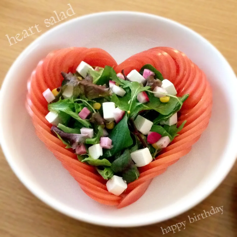 Snapdishの料理写真:お誕生日＊可愛いハートサラダ♡|＊ゆき＊さん