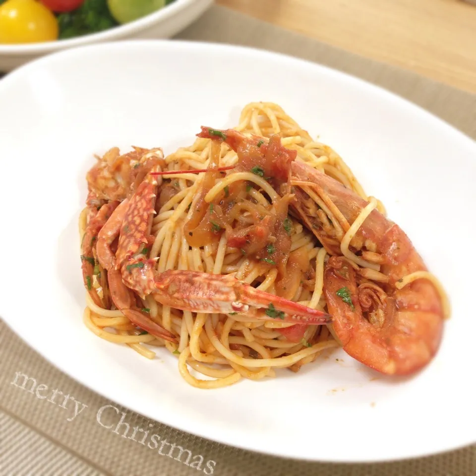 赤えびと渡り蟹のトマトパスタ＊クリスマスランチ♪|＊ゆき＊さん