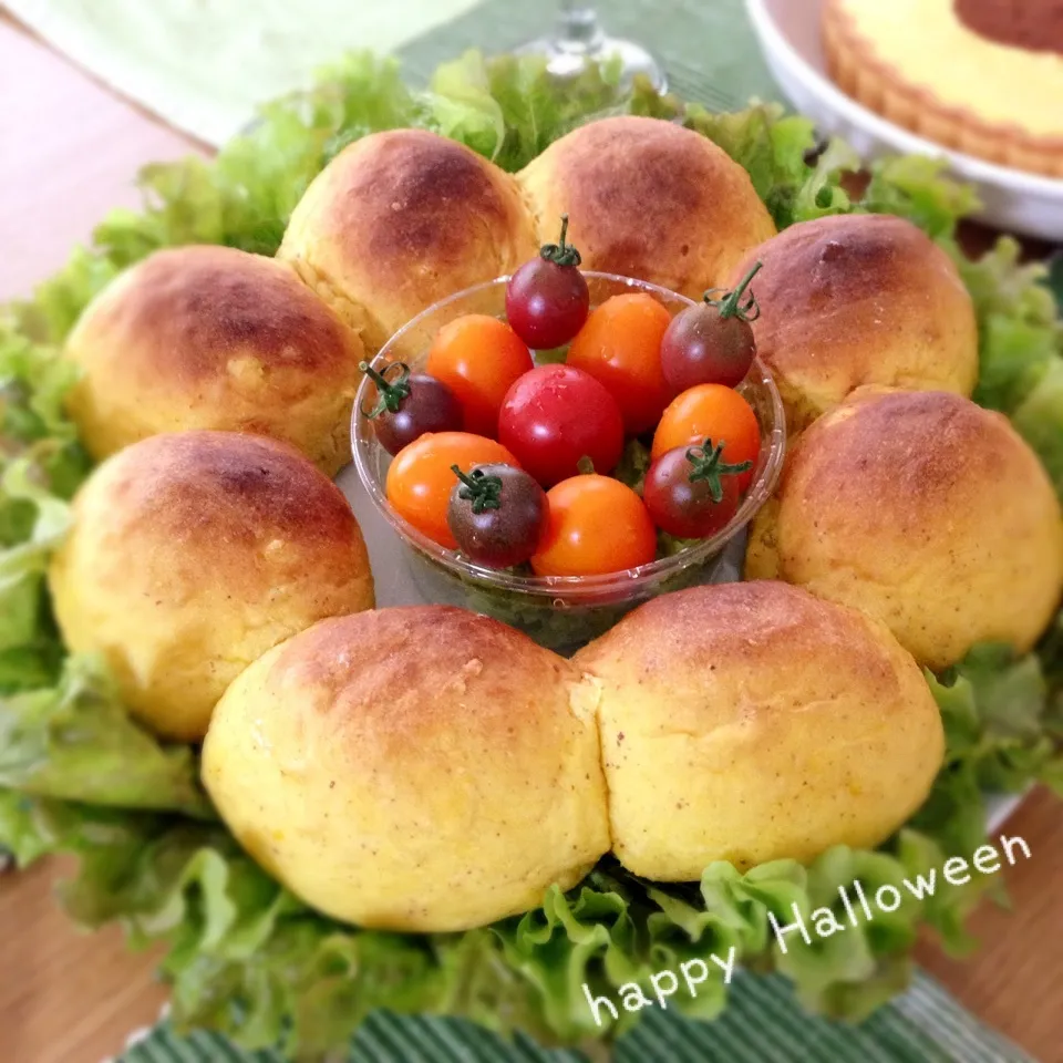 ハロウィン＊かぼちゃリースちぎりパン♪|＊ゆき＊さん