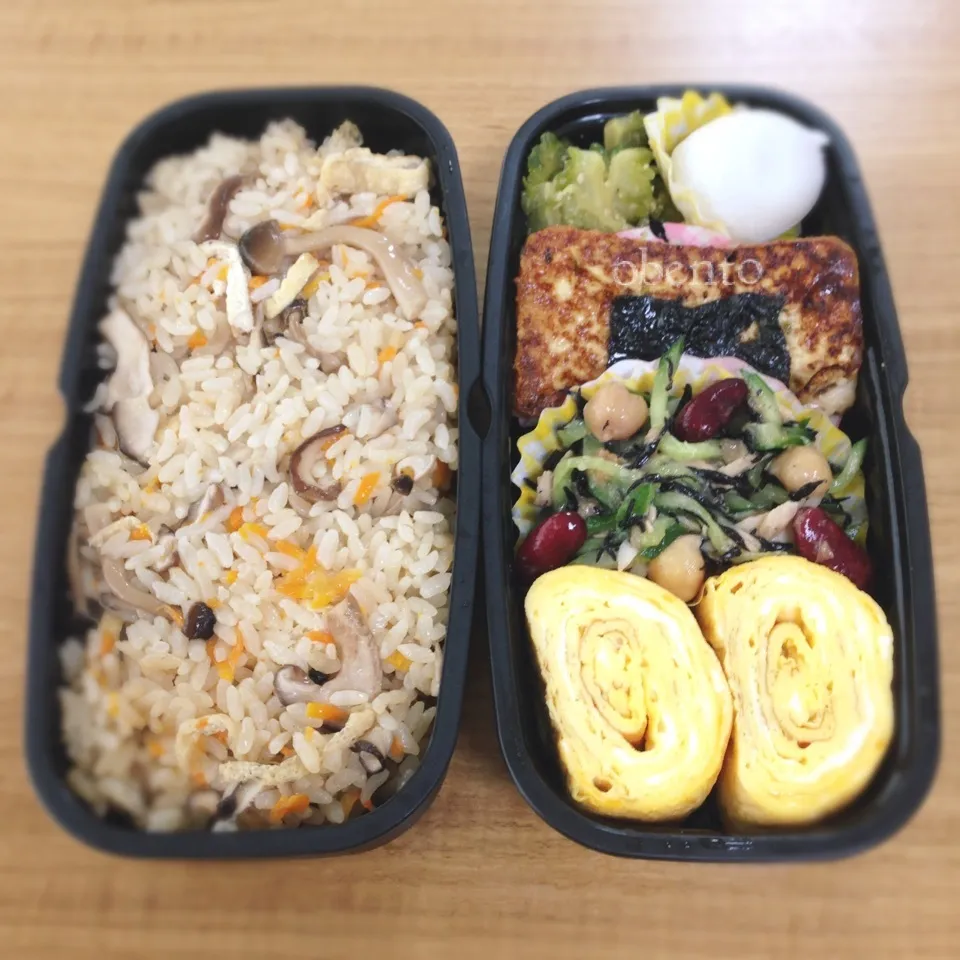 Snapdishの料理写真:パパ弁当＊きのこごはん＊ヘルシーおかず♪|＊ゆき＊さん