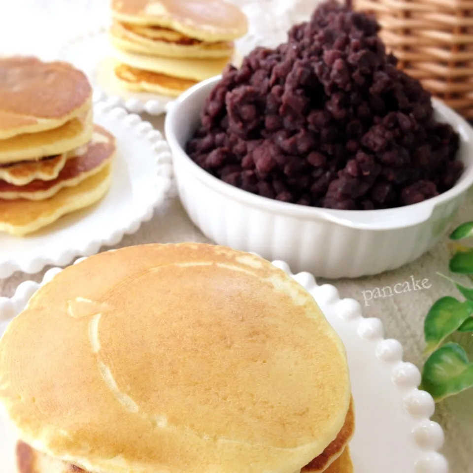 Snapdishの料理写真:餡バター餅パンケーキ＊どら焼きセット♪|＊ゆき＊さん