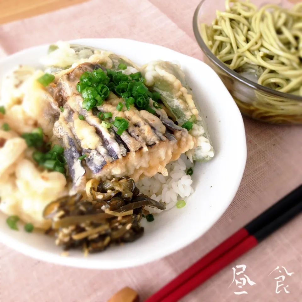 夕飯の残りで、ミニ野菜天丼とミニ茶そば♪|＊ゆき＊さん