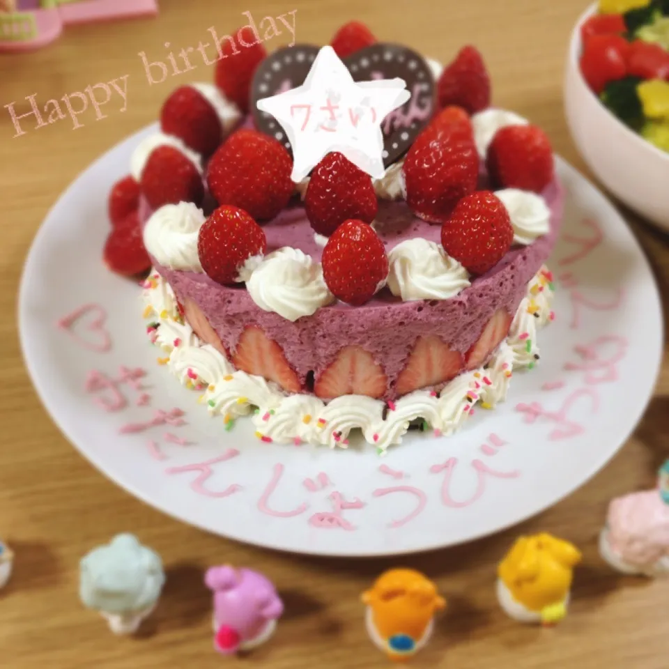 ♡娘7さい＊お誕生日ケーキ＊ベリームースケーキ♡|＊ゆき＊さん