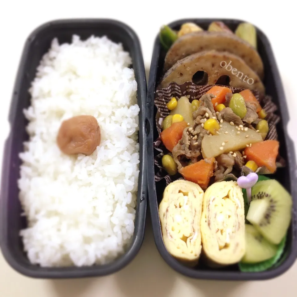 ごま味噌バター肉じゃが＊蓮根の生姜焼き＊主人のお弁当♫|＊ゆき＊さん