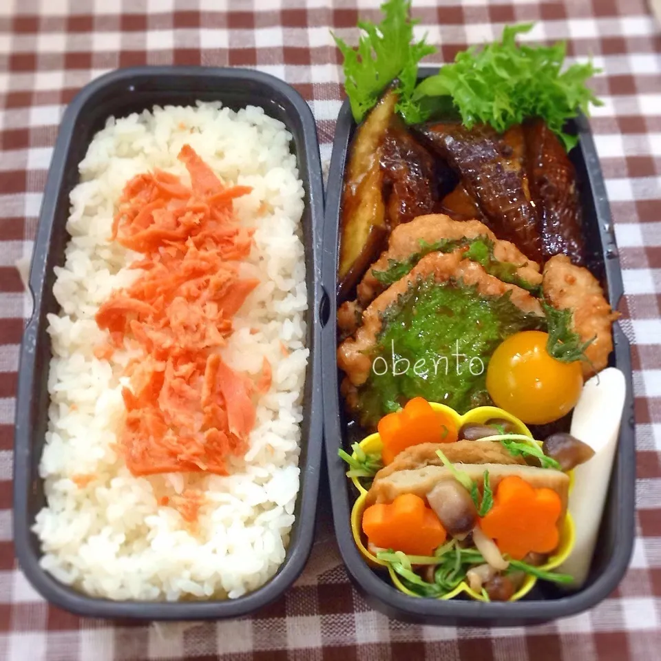 Snapdishの料理写真:主人のお弁当＊青じそ照焼きつくね♫|＊ゆき＊さん