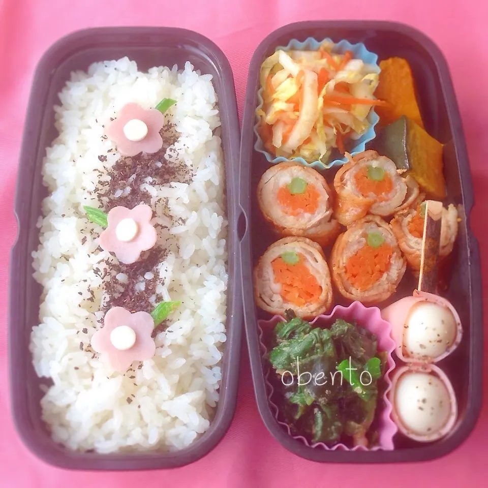 主人のお弁当＊乙女（笑）簡単お花弁当♫|＊ゆき＊さん