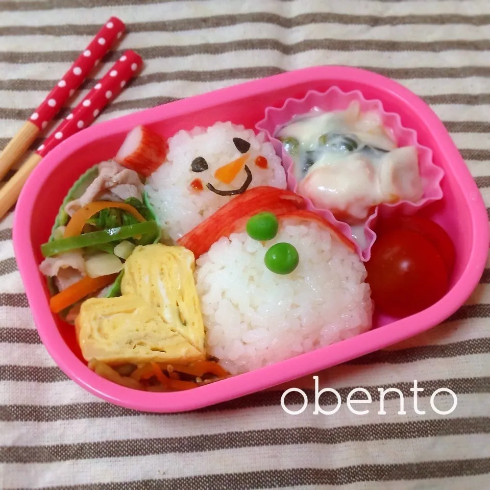 簡単冬弁＊雪だるまさん弁当♫|＊ゆき＊さん