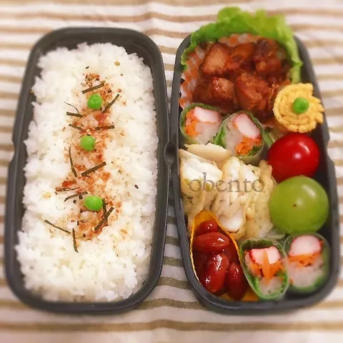 主人のお弁当＊タンドリーポーク＊鱈の磯辺揚げ＊生春巻き♡|＊ゆき＊さん