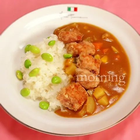 Snapdishの料理写真:豚の竜田揚げ乗せ夏野菜カレー♫|＊ゆき＊さん