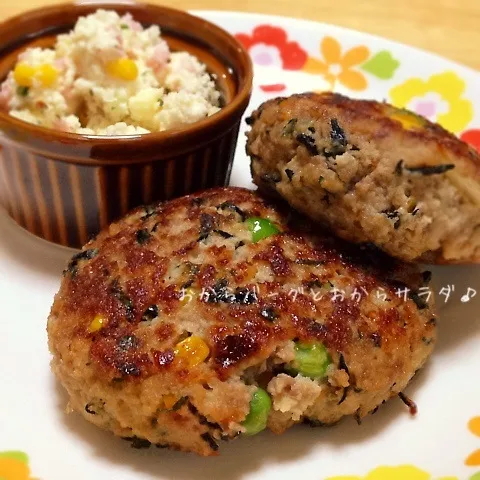 ひじきと彩り野菜の豆腐おからバーグ＆おからのポテサラ風♫|＊ゆき＊さん