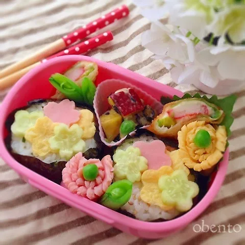 Snapdishの料理写真:❀お花畑まぜずし弁当❀|＊ゆき＊さん