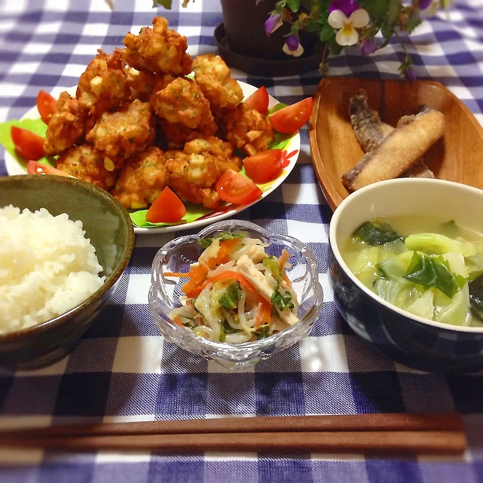 Snapdishの料理写真:はんぺん長芋ボール＊青梗菜のナムル＊いなだ竜田揚げなど♡|＊ゆき＊さん