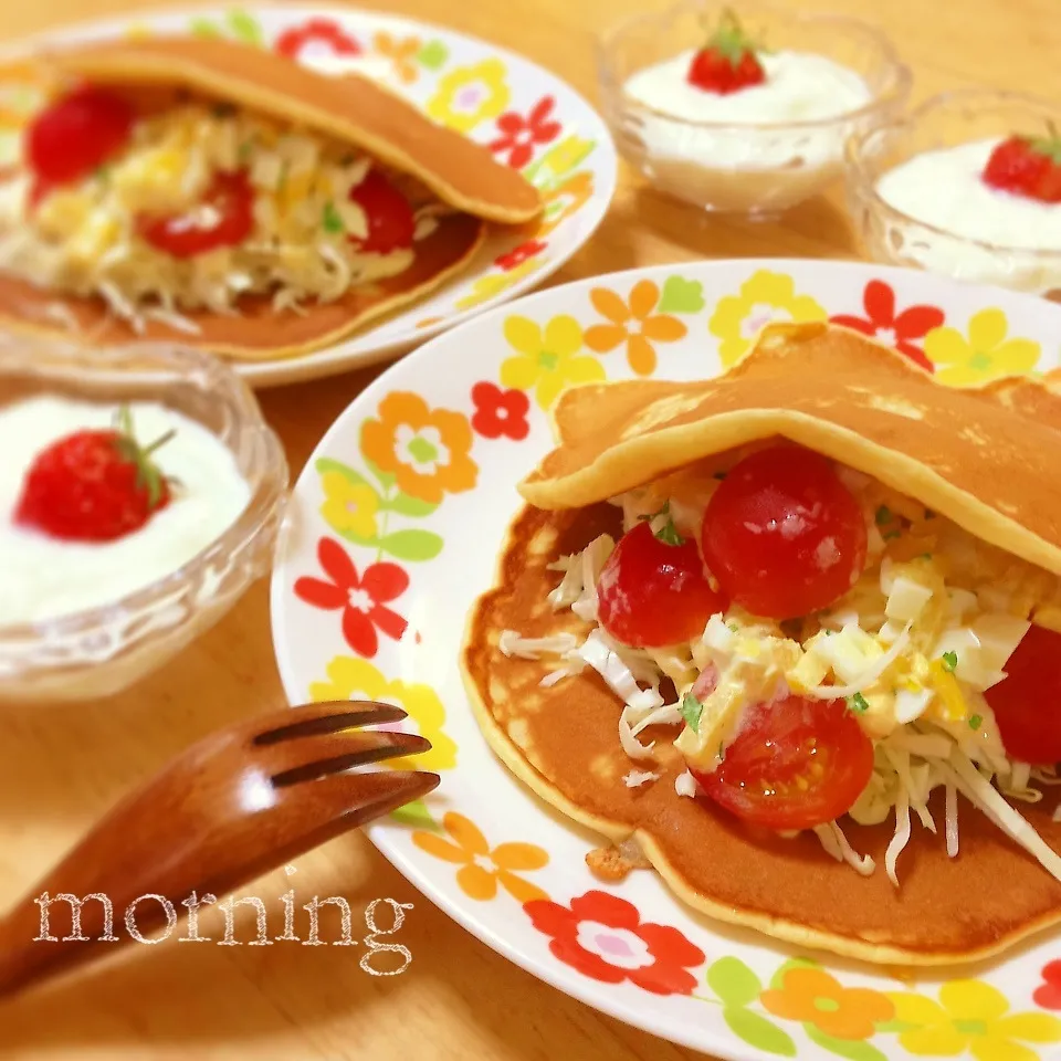 こんがりチーズのサラダパンケーキ♪|＊ゆき＊さん