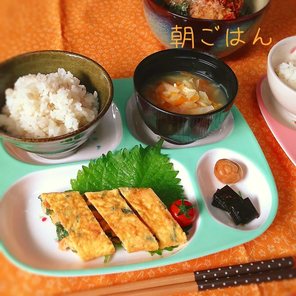 和朝食♪イチオシは奥のモロヘイヤ納豆食べラー奴♪|＊ゆき＊さん