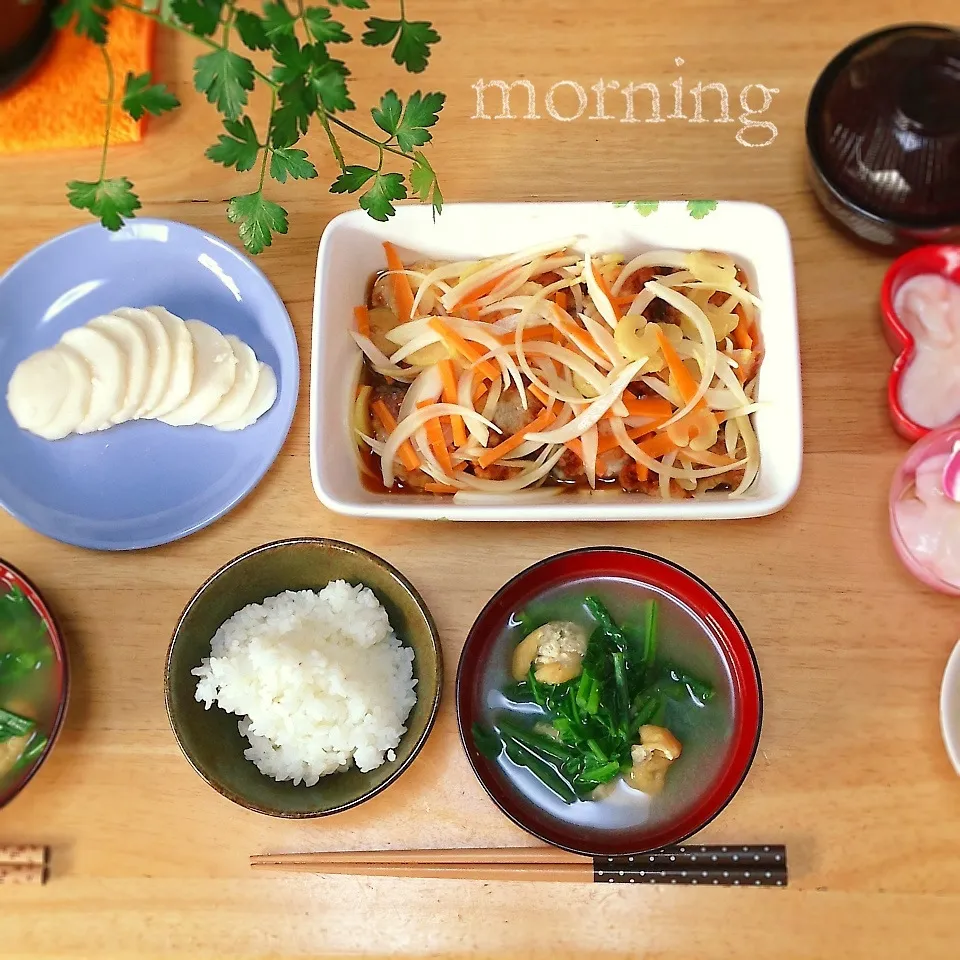 真鱈の辛くない南蛮漬けとカブの朝ごはん♪|＊ゆき＊さん