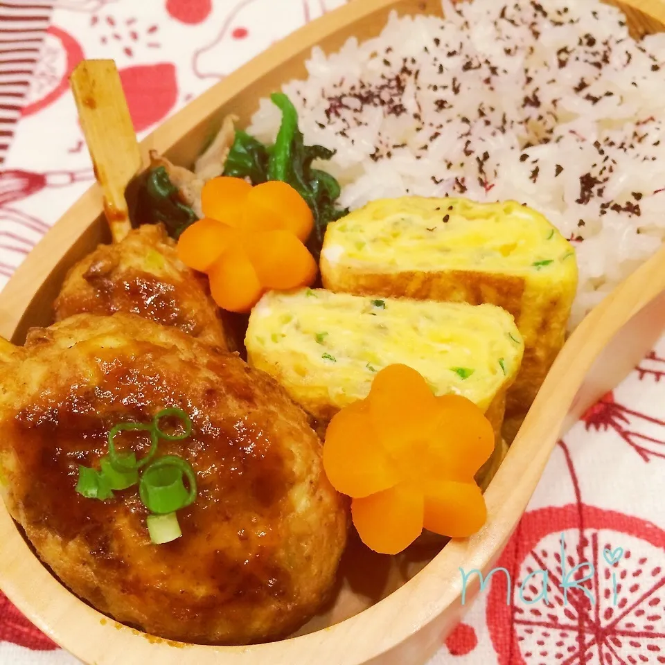 Snapdishの料理写真:今日のお弁当＊カレー風味の鶏つくね|makiさん