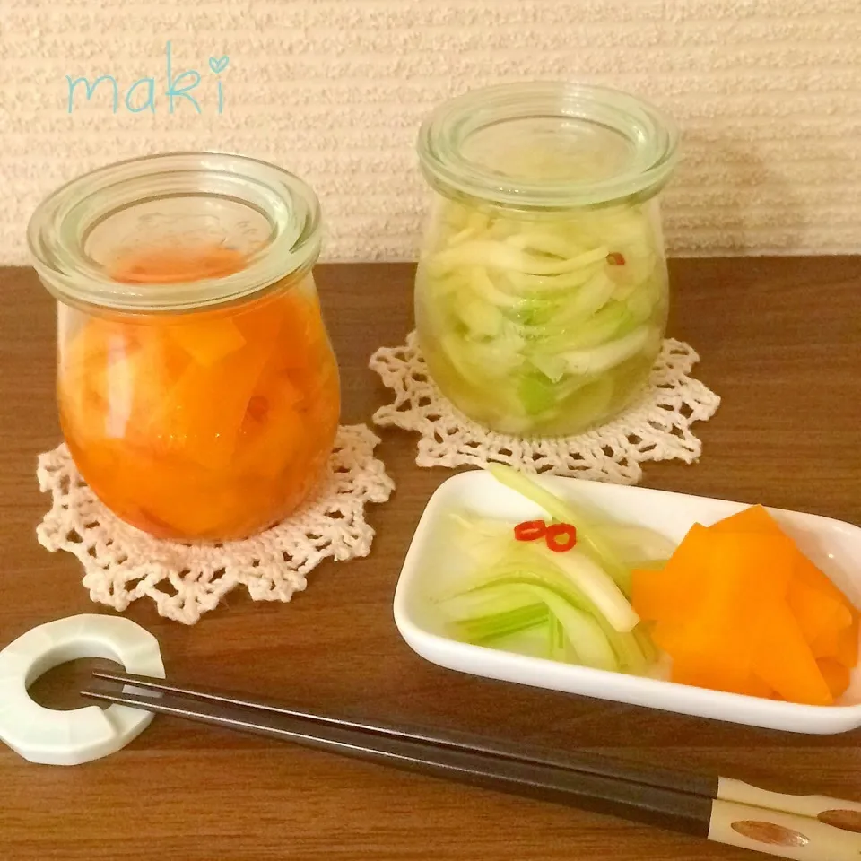 野菜が甘くておいしい♡にんじんとセロリのピクルス（甘酢漬け）|makiさん