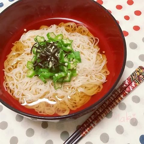 ねばねばオクラのぶっかけそうめん|makiさん