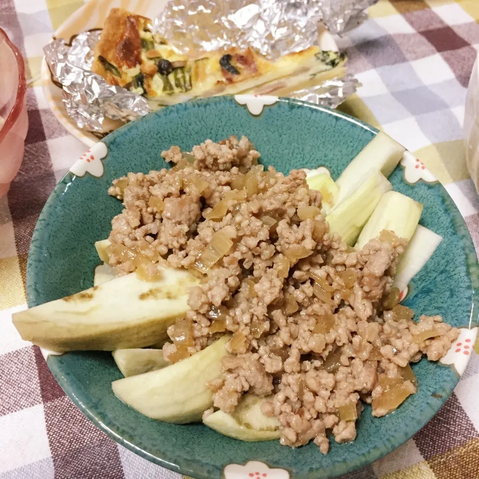 ナスのひき肉和え（梅わさび風味）|ピヨまるさん