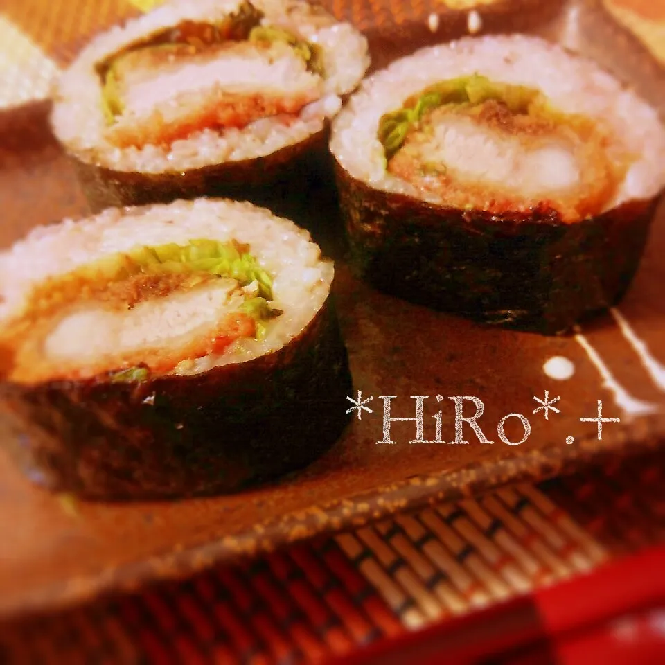 Snapdishの料理写真:梅でさっぱり♪トンカツのサラダ巻き♪|☆HiRo☆"さん