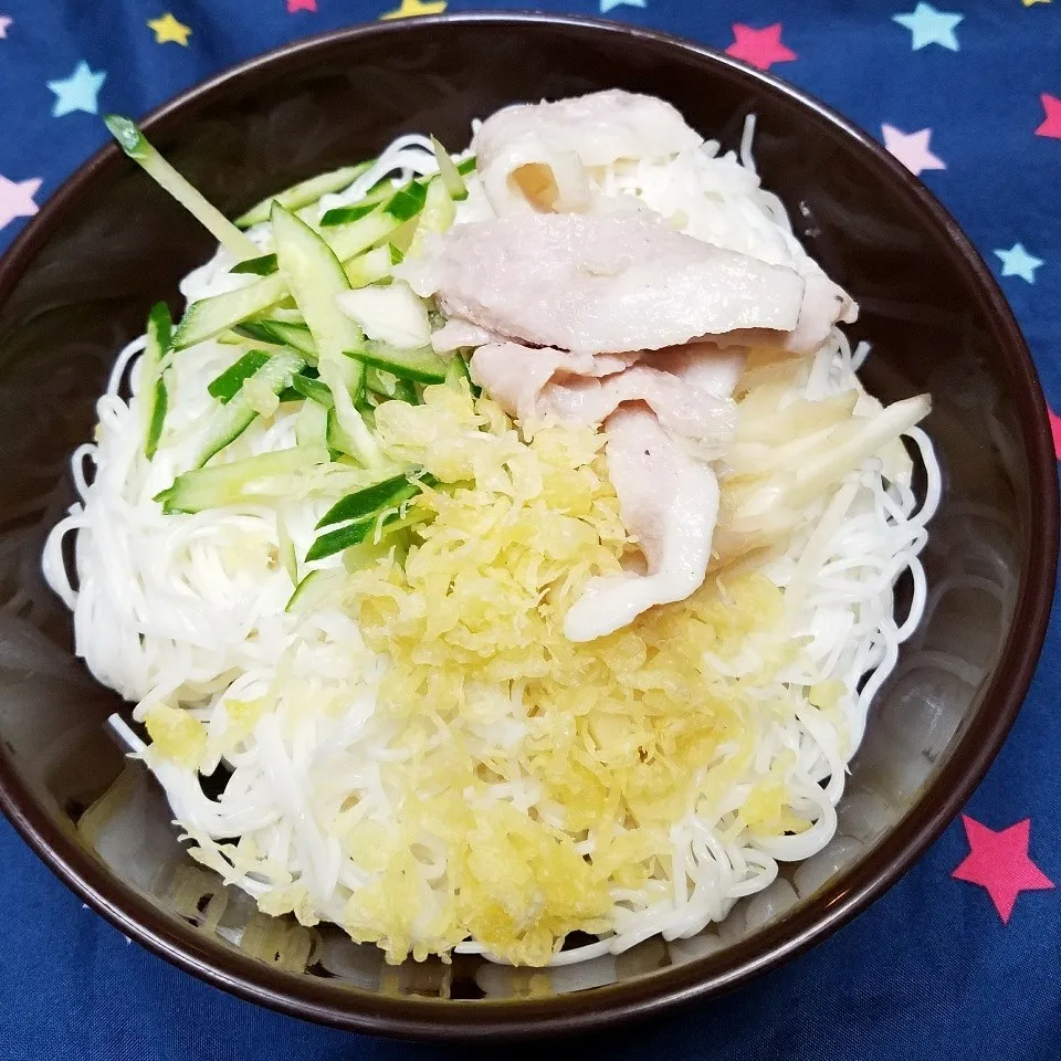 兄弁 豚トロぶっかけ素麺|きつねこかあさんさん